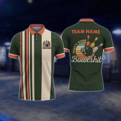 That's Some Bowlsh!t Custom Retro Bowling Mens Polo Shirt, Custom Funny Bowling Team Shirts BO0423