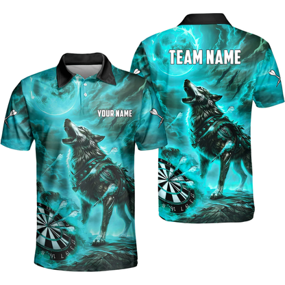 Wolf Mens Personalized Darts Button Polo
