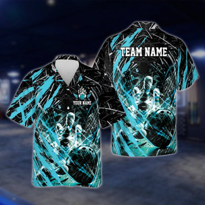 Custom Team Grunge Black Red Bowling Hawaiian Shirt For Men Women, Custom Bowling Team Shirts BE0050