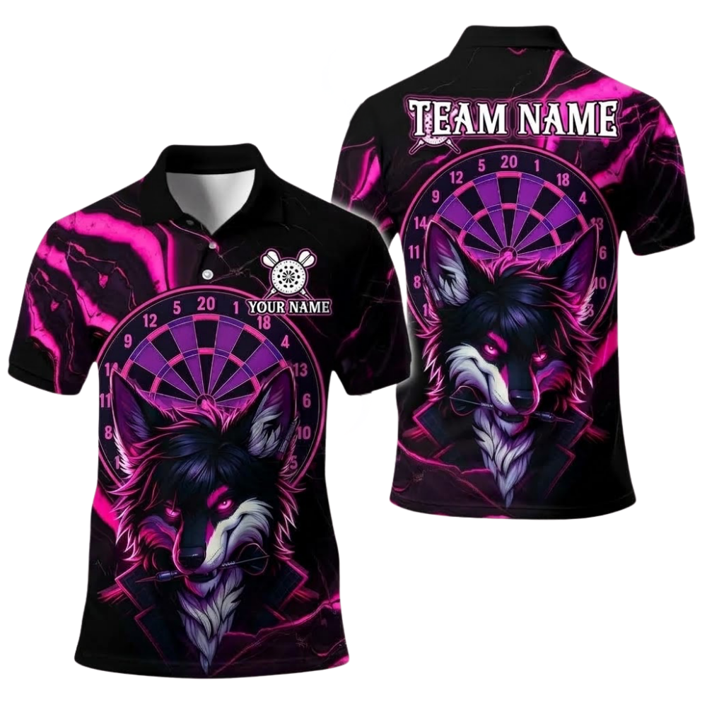 Cool Wolf Men's Personalized Darts Button Polo