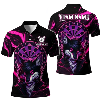 Cool Wolf Men's Personalized Darts Button Polo
