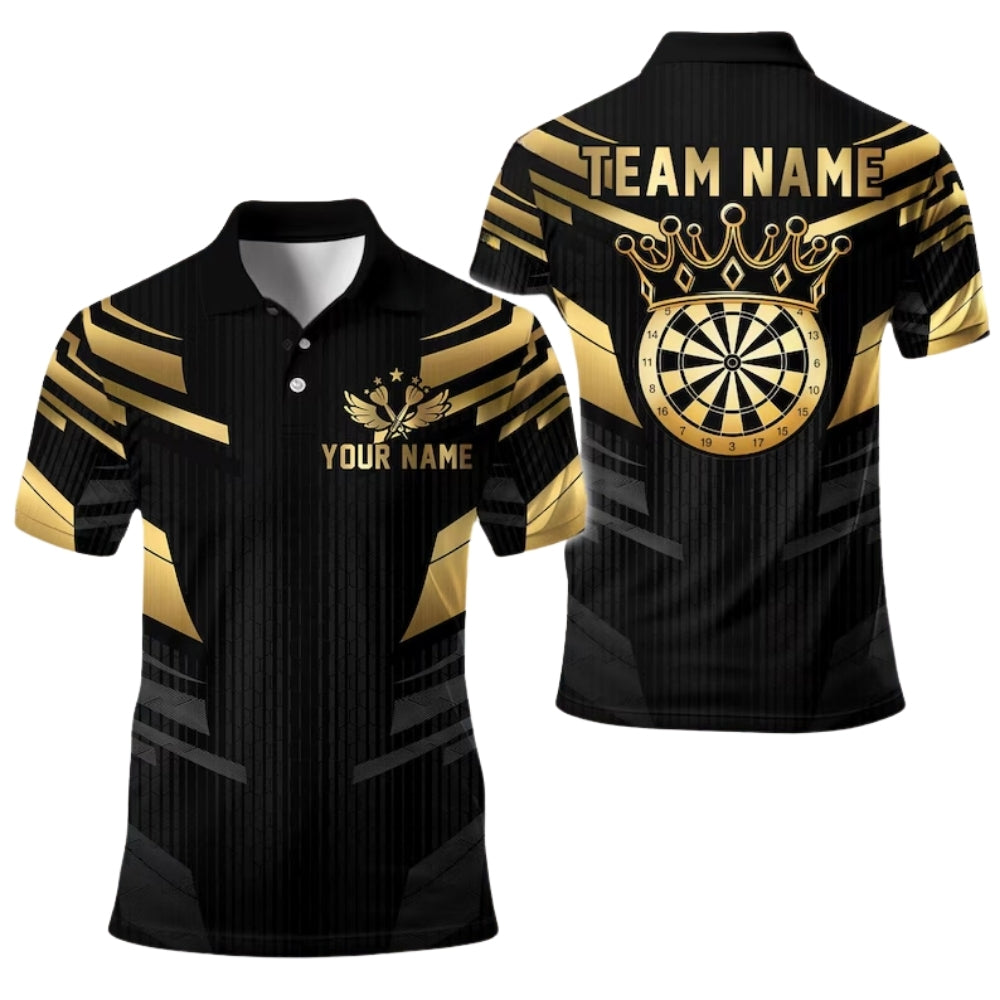 Team Black Gold Personalized Darts Button Polo