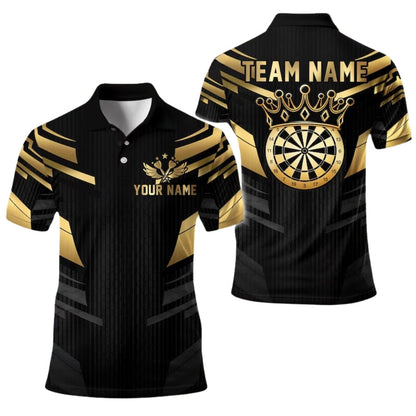 Team Black Gold Personalized Darts Button Polo