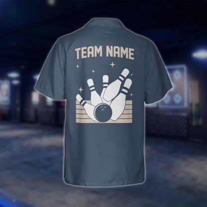 Custom Vintage Argyle Blue Hawaiian Bowling Shirt Men Women, Custom Vintage Bowling Shirt For Team BZ0118