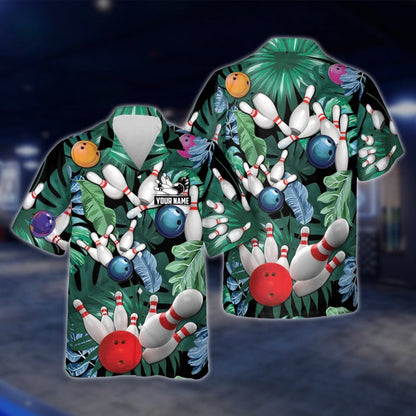 Tropical Custom Name Hawaiian Bowling Shirt For Men And Women, Custom Tropical Bowling Shirts BZ0201