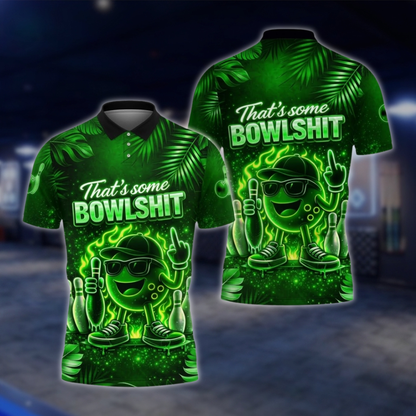 Personalized That's Some Bowl Sh!t Neon Bowling Polo Shirt For Men, Custom Funny Bowling Team Shirt BZ0929