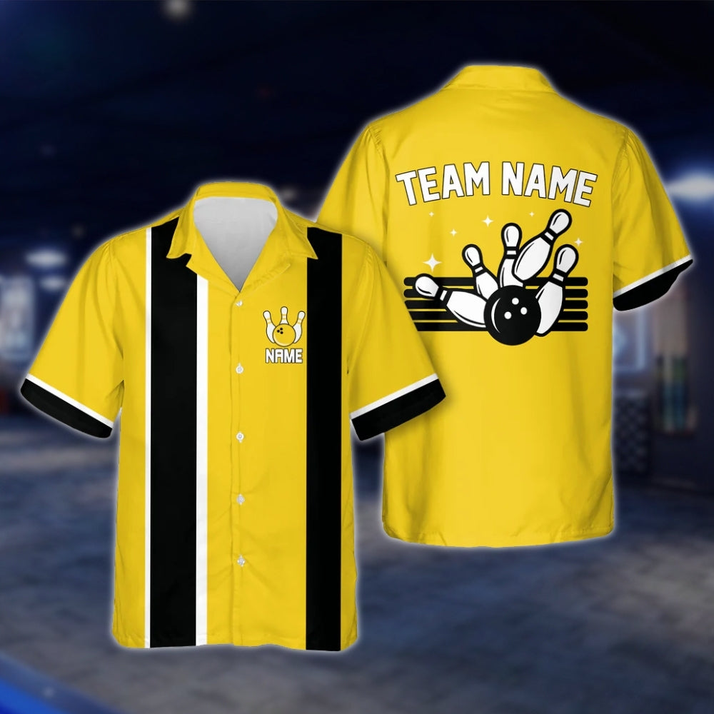 Purple And Black Custom Mens Vintage Bowling Hawaiian Shirt, Custom Vintage Bowling Team Shirts BE0054