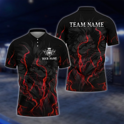 Personalized Lion Bowling Polo Shirt For Men Black Blue, Custom Lion Bowling Shirt For Team BZ0747