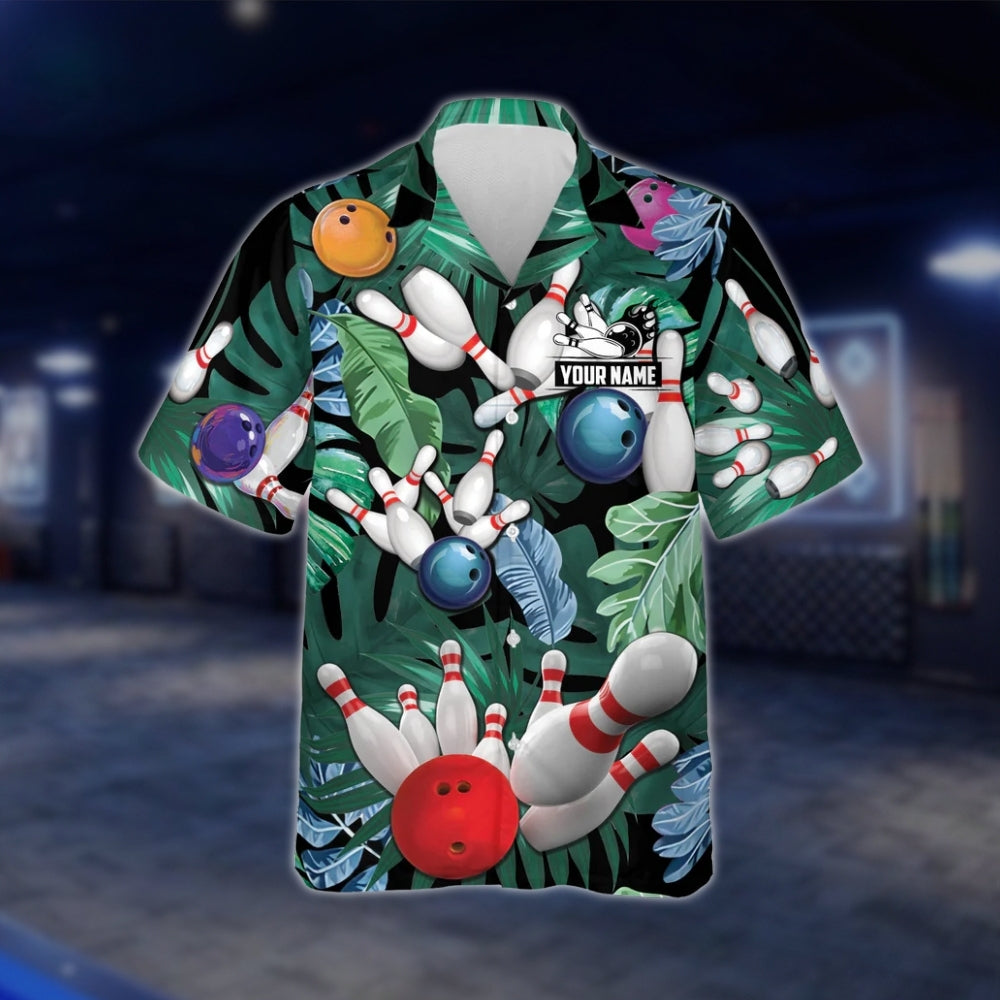 Tropical Custom Name Hawaiian Bowling Shirt For Men And Women, Custom Tropical Bowling Shirts BZ0201