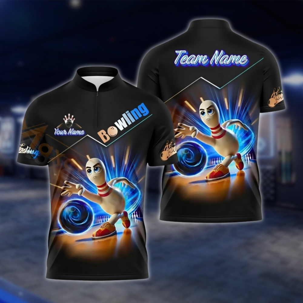 Personalized Funny Pins Mens Bowling Jersey, Custom Team Bowling Shirt BZ0930
