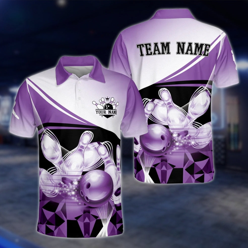 Custom Team Pink Bowling Polo Shirt For Mens, Custom Bowling Team Shirts BZ0037