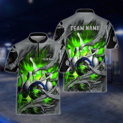 Custom Blue Grey Grunge Bowling Team Jersey For Mens, Custom Bowling Shirts For Team BZ0003