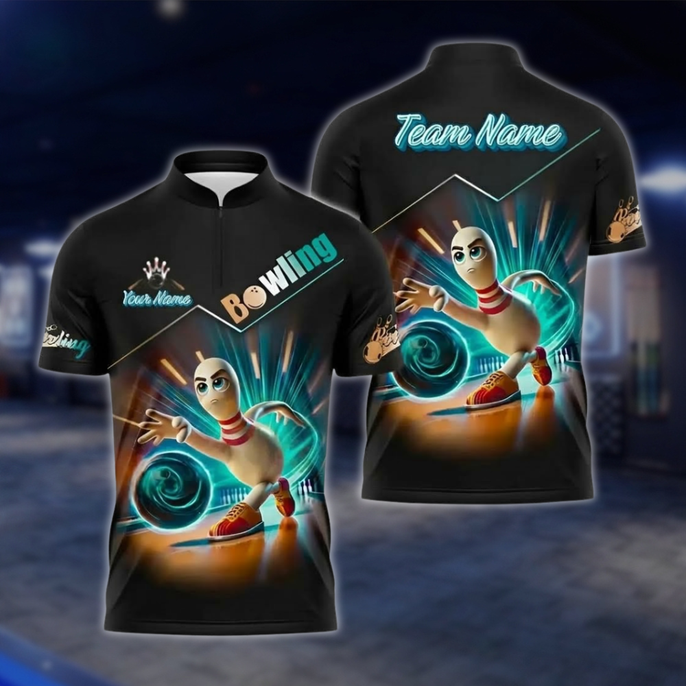 Personalized Funny Pins Mens Bowling Jersey, Custom Team Bowling Shirt BZ0930
