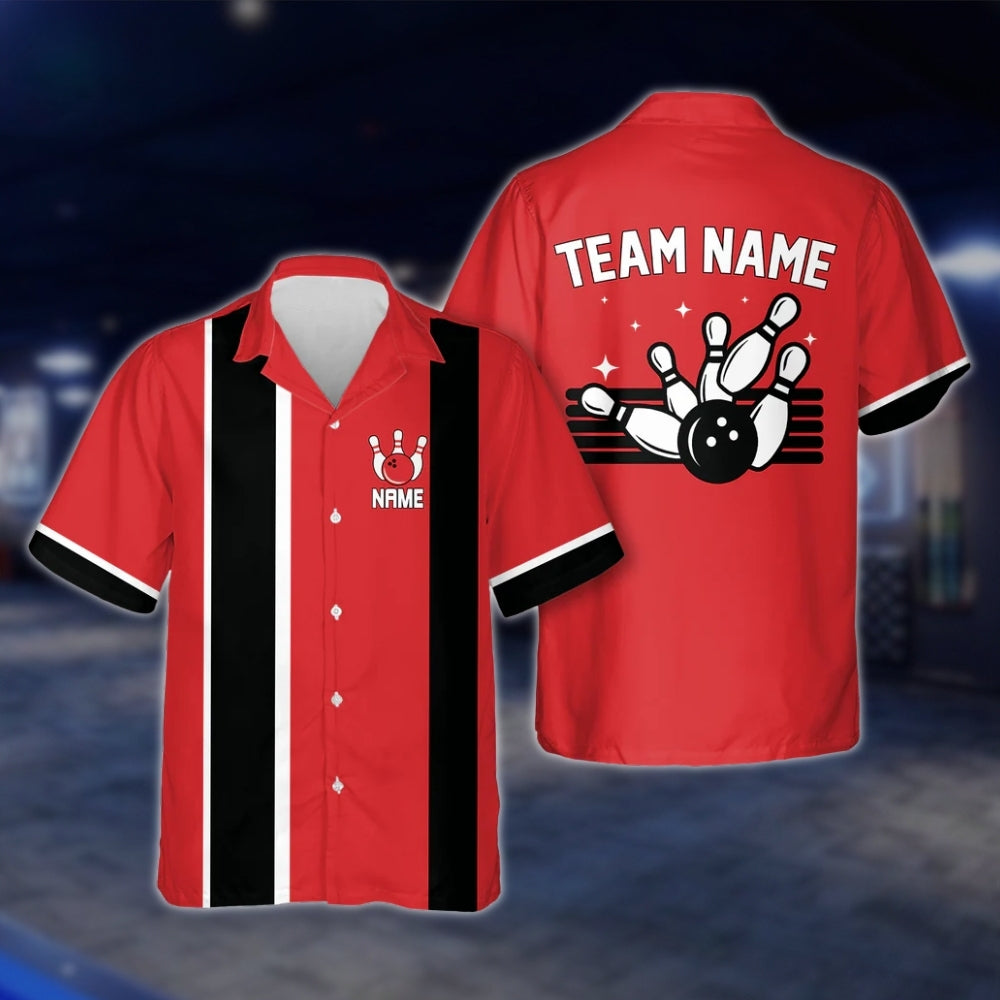 Purple And Black Custom Mens Vintage Bowling Hawaiian Shirt, Custom Vintage Bowling Team Shirts BE0054