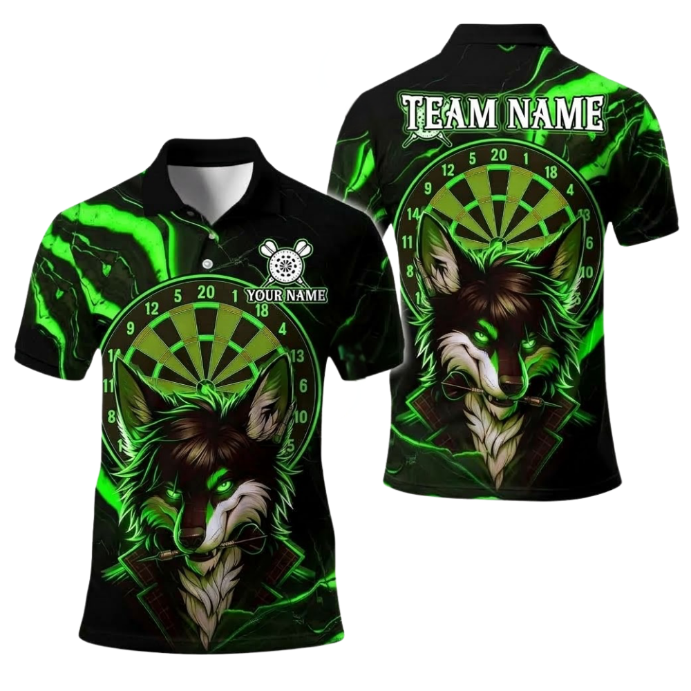 Cool Wolf Men's Personalized Darts Button Polo