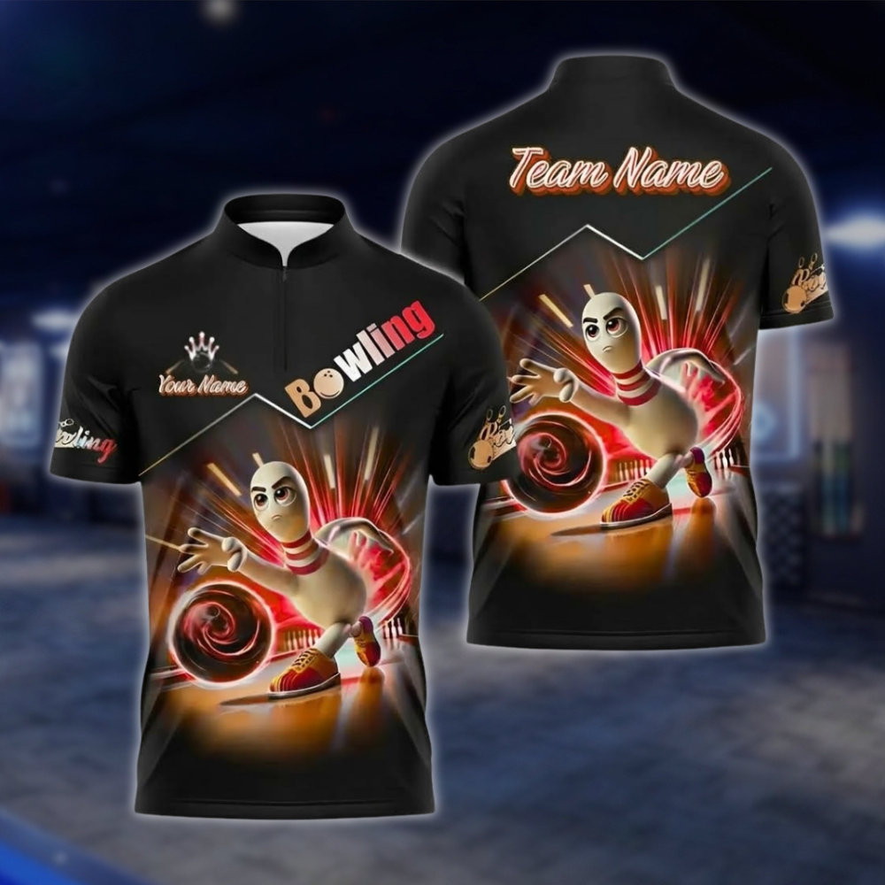 Personalized Funny Pins Mens Bowling Jersey, Custom Team Bowling Shirt BZ0930