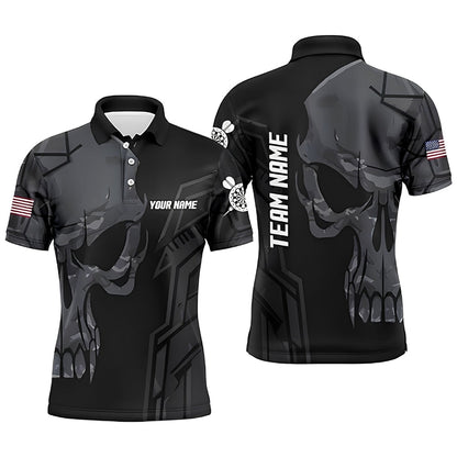 Skull Black Personalized Darts Button Polo