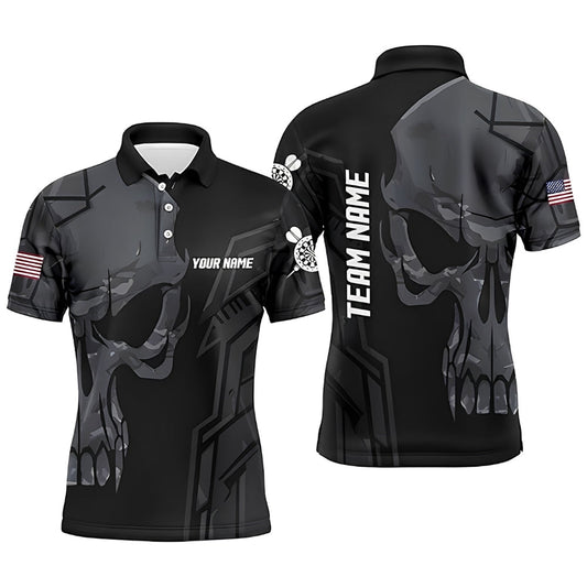 Skull Black Personalized Darts Button Polo