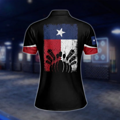 Women's Custom Texas Flag Bowling Polo Shirt, Custom Texas Bowling Shirts For Ladies BW0131