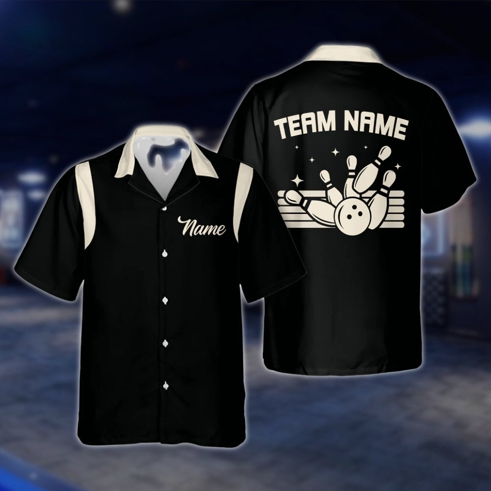Blue Vintage Custom Bowling Hawaiian Shirts For Men And Women, Custom Team Vintage Bowling Shirts BE0055