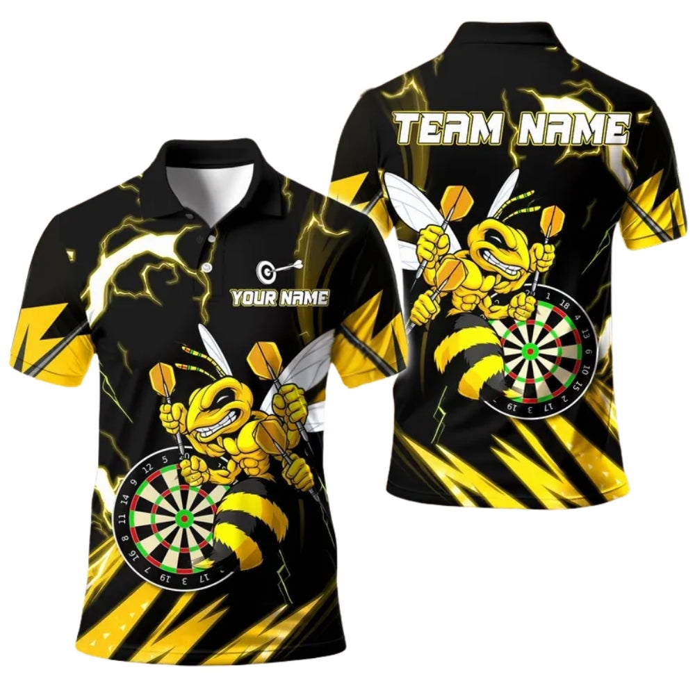 Bee Yellow Black Men Personalized Darts Button Polo