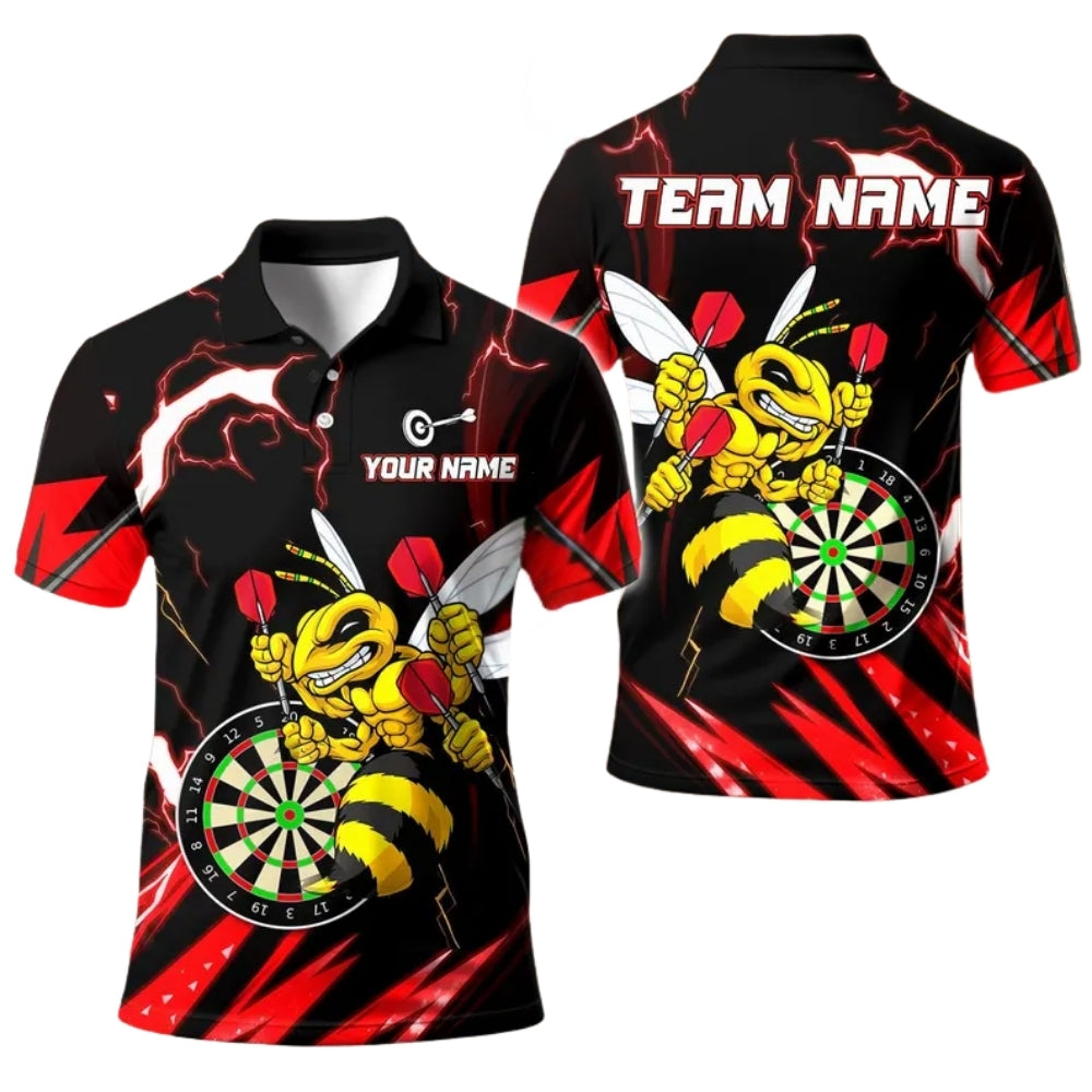 Bee Yellow Black Men Personalized Darts Button Polo