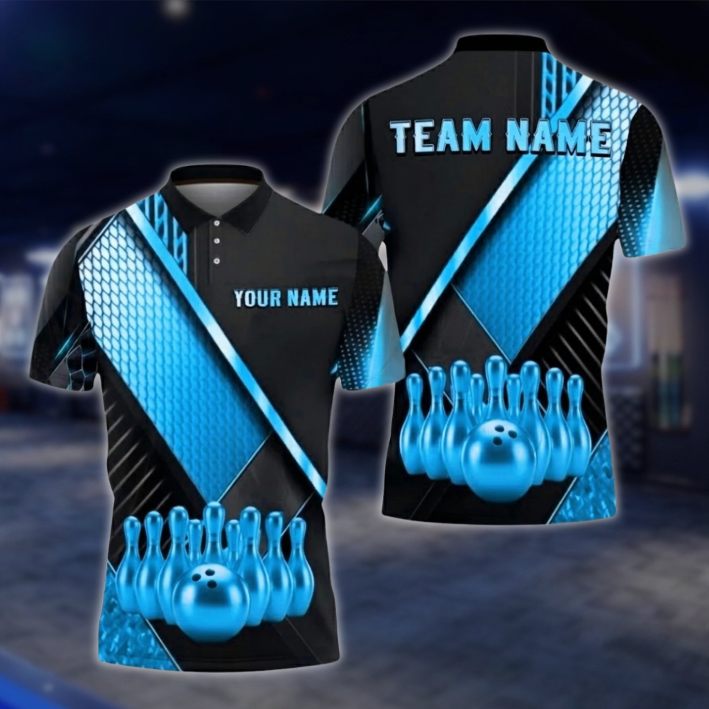 Personalized Mens Black And Gold Polo Bowling Team Shirts, Custom Team Bowling Shirt BZ0749
