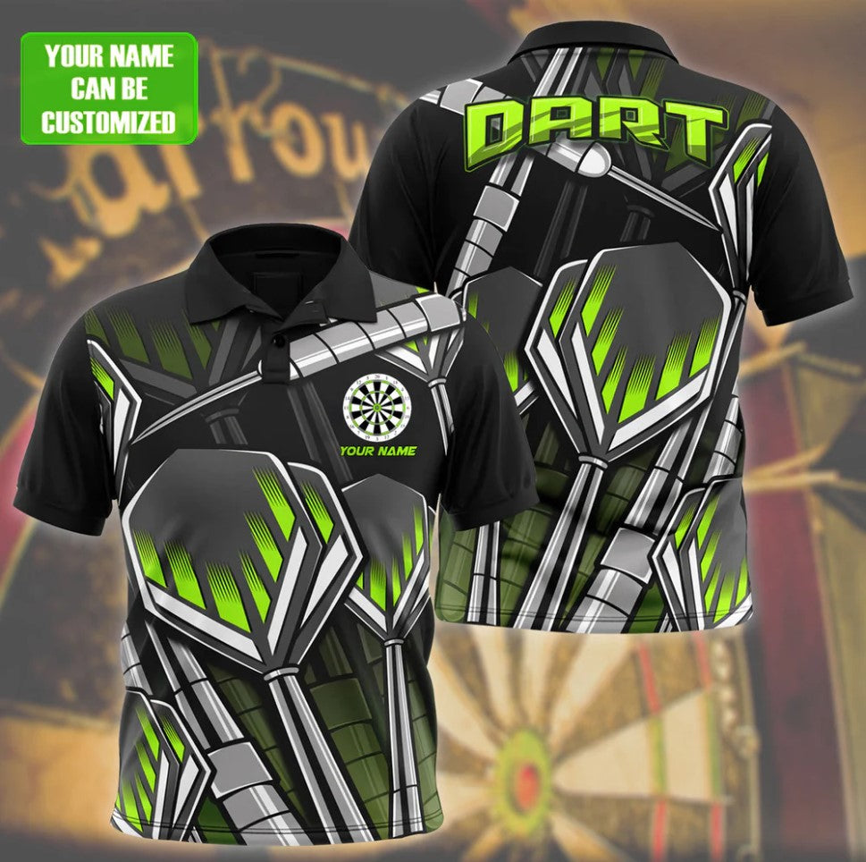 Green Personalized Darts Button Polo