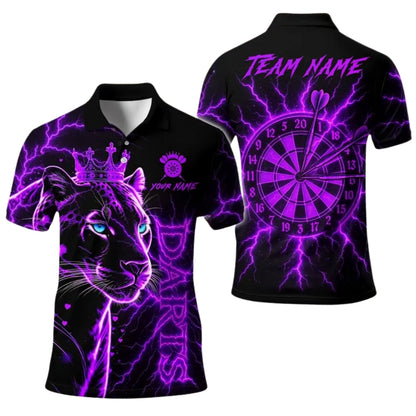 Leopard King Black Gold Personalized Darts Button Polo