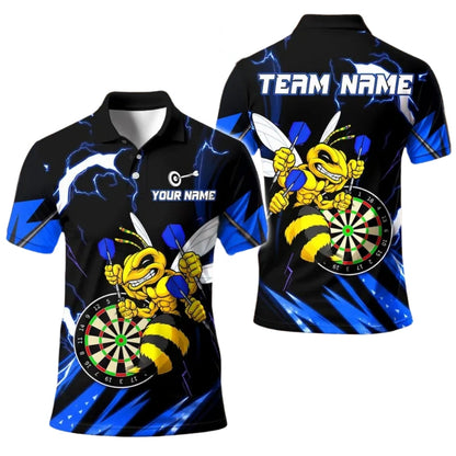 Bee Yellow Black Men Personalized Darts Button Polo