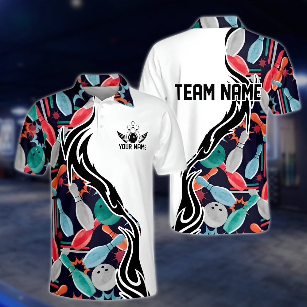 Custom Team Multicolor Bowling Polo Shirt For Mens, Custom Bowling Shirts BM0288