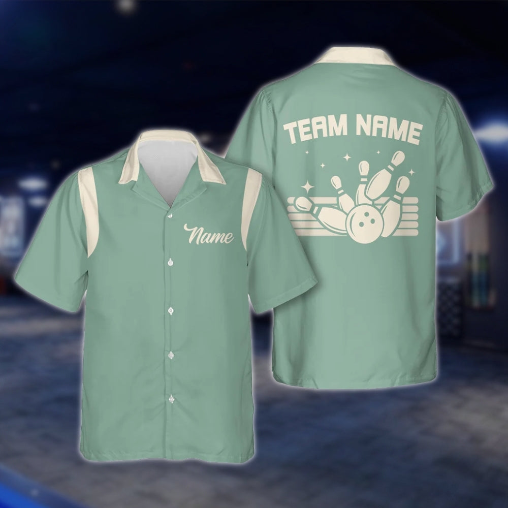 Blue Vintage Custom Bowling Hawaiian Shirts For Men And Women, Custom Team Vintage Bowling Shirts BE0055