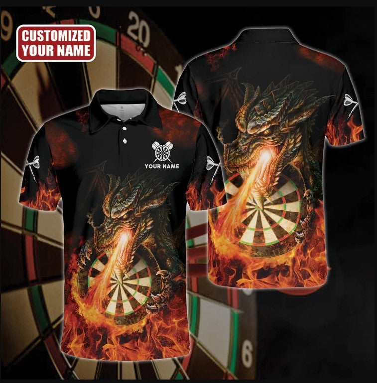 Fire Dragon Personalized Darts Button Polo