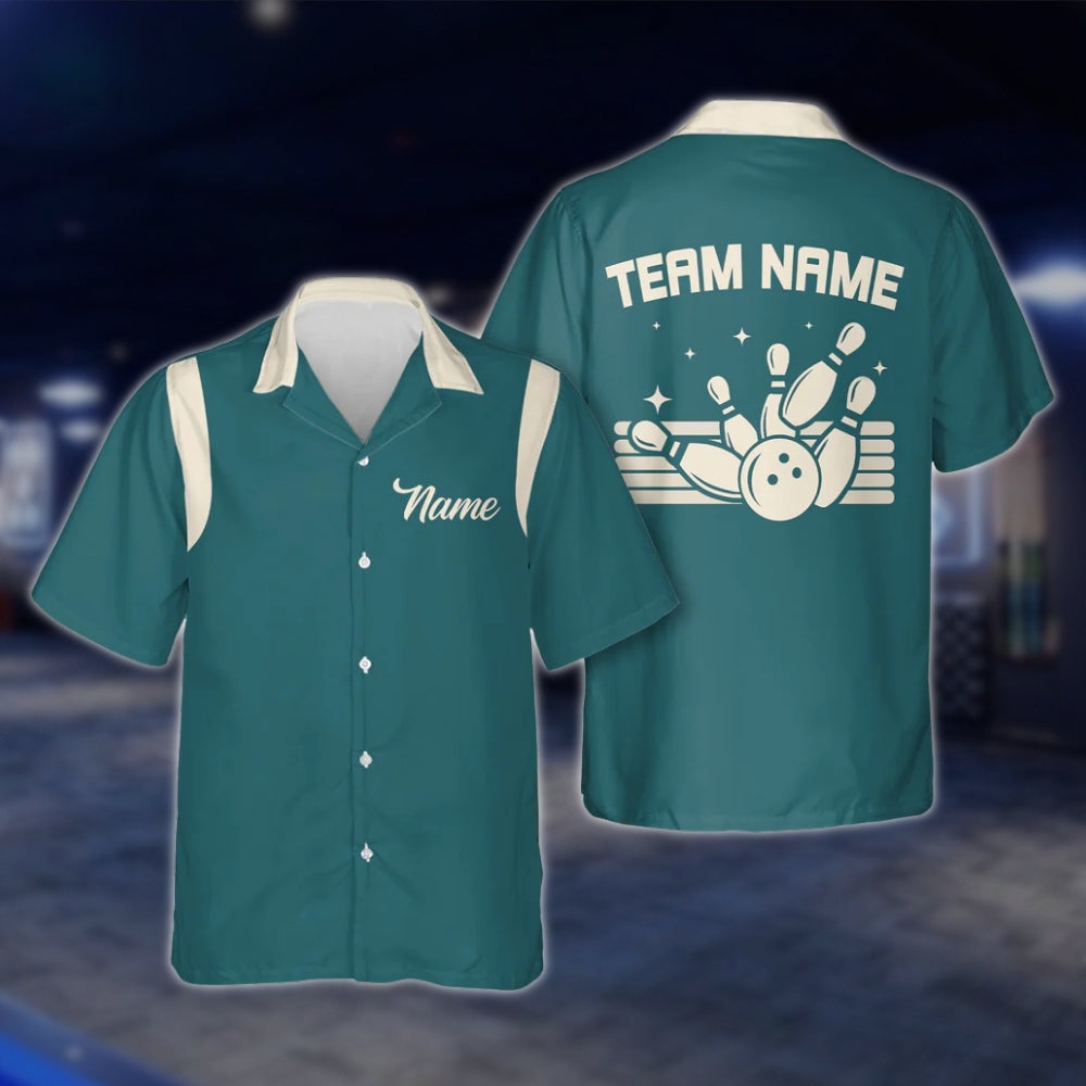 Blue Vintage Custom Bowling Hawaiian Shirts For Men And Women, Custom Team Vintage Bowling Shirts BE0055