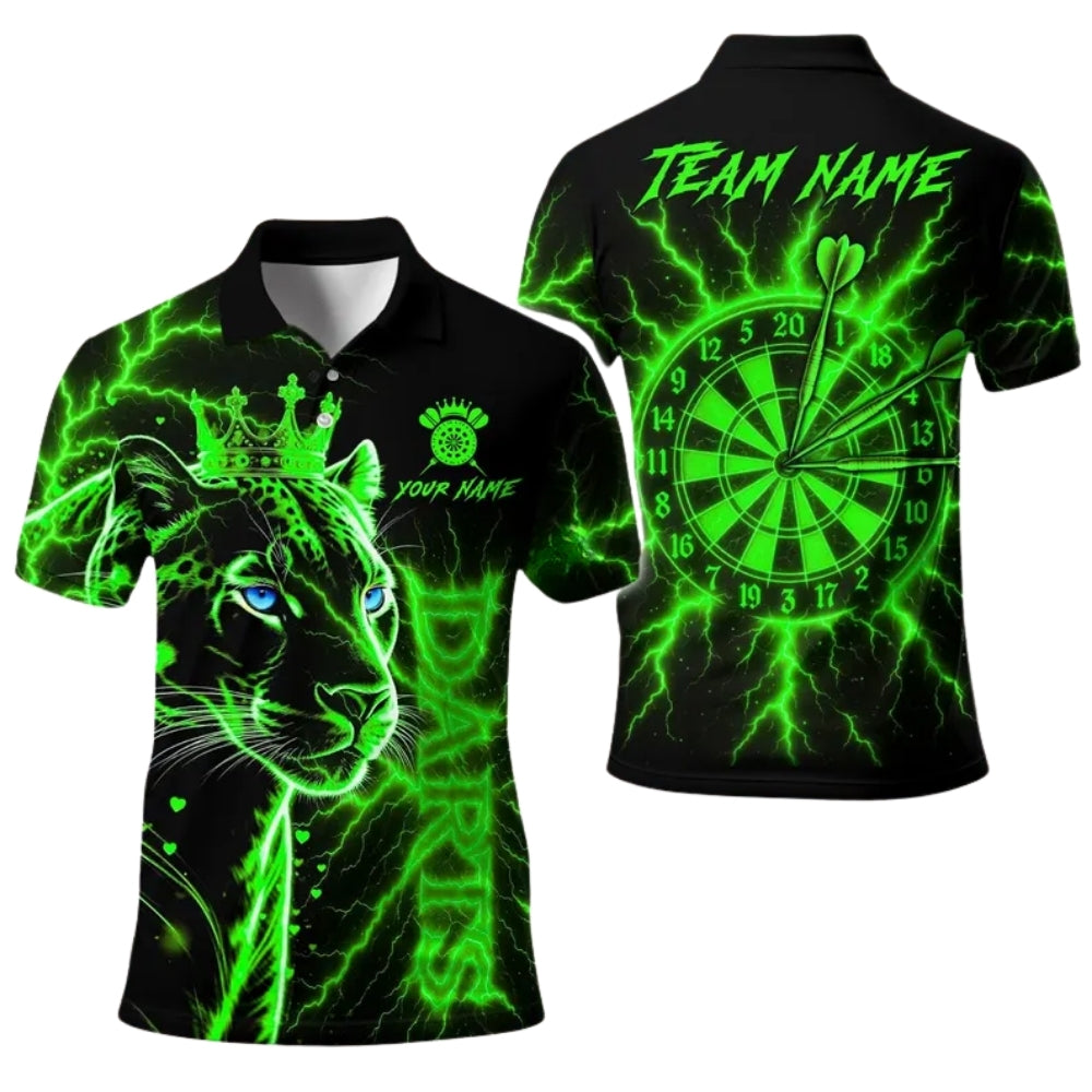 Leopard King Black Gold Personalized Darts Button Polo