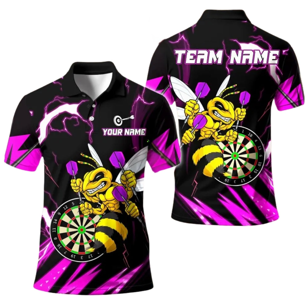 Bee Yellow Black Men Personalized Darts Button Polo