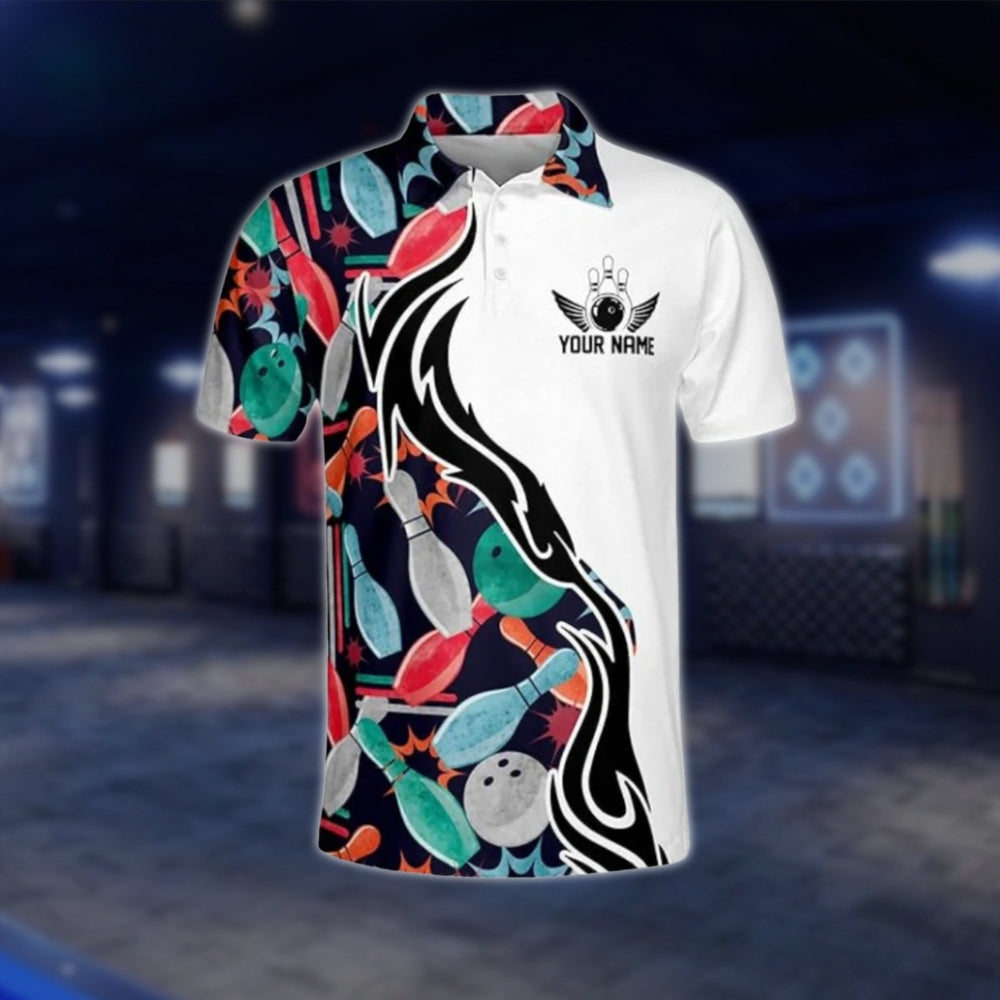 Custom Team Multicolor Bowling Polo Shirt For Mens, Custom Bowling Shirts BM0288