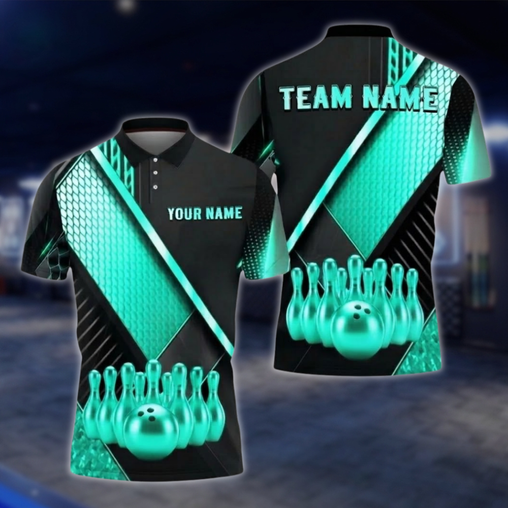 Personalized Mens Black And Gold Polo Bowling Team Shirts, Custom Team Bowling Shirt BZ0749
