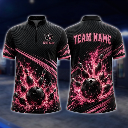 Personalized Blue Flame Lightning Bowling Jersey For Men, Custom Flame Bowling Team Shirt BE0257