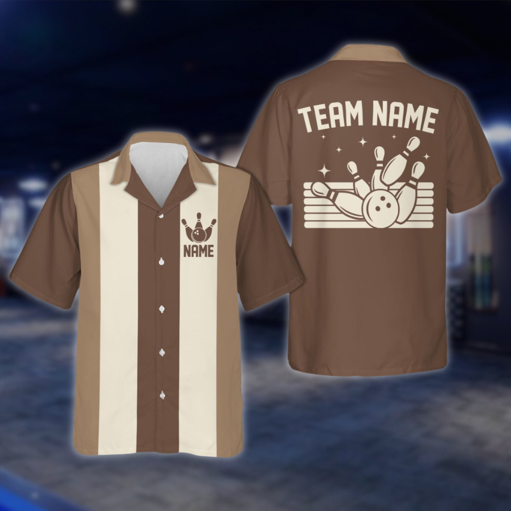 Personalized Blue Retro Bowling Hawaiian Shirt Men, Custom Retro Bowling Shirt For Team BE0219