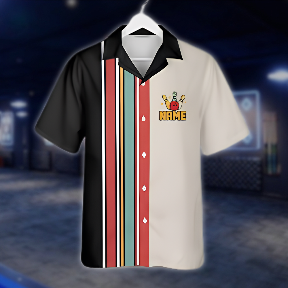 Personalized Retro Bowling Hawaiian Shirt For Men, Custom Retro Bowling Team Shirts BZ0861