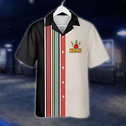 Personalized Retro Bowling Hawaiian Shirt For Men, Custom Retro Bowling Team Shirts BZ0861
