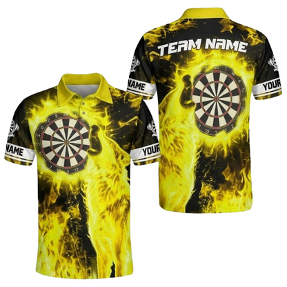Wolf Purple Flame Personalized Darts Button Polo