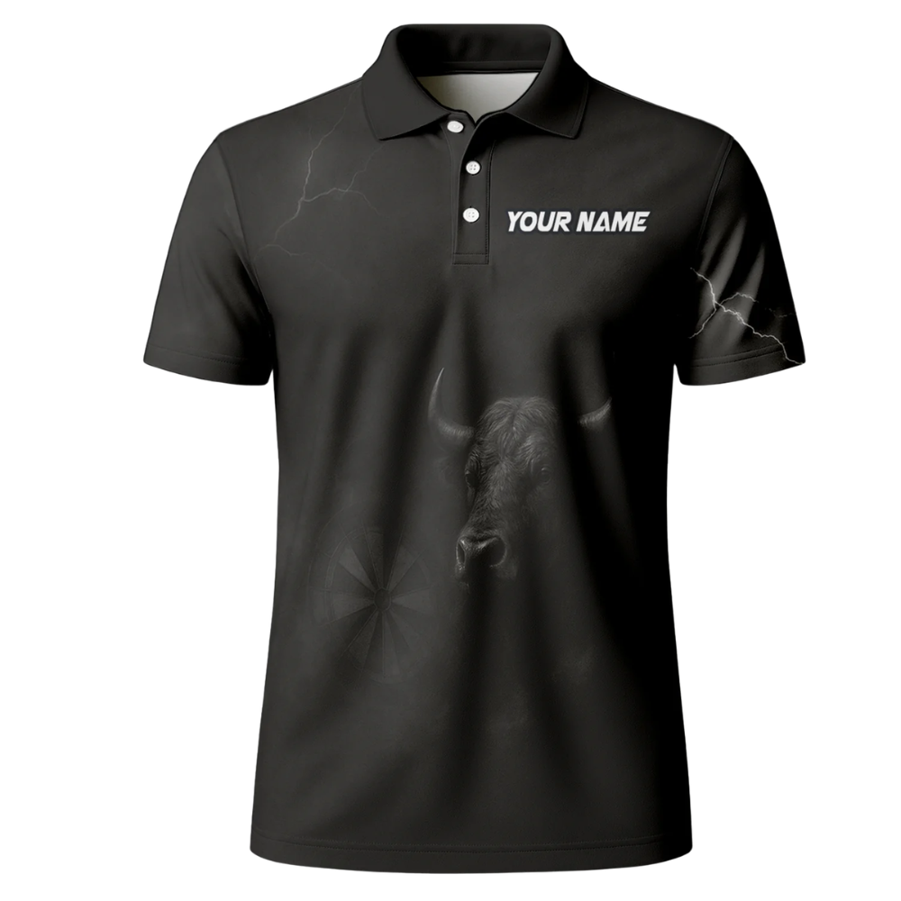 Bull Black Personalized Darts Button Polo