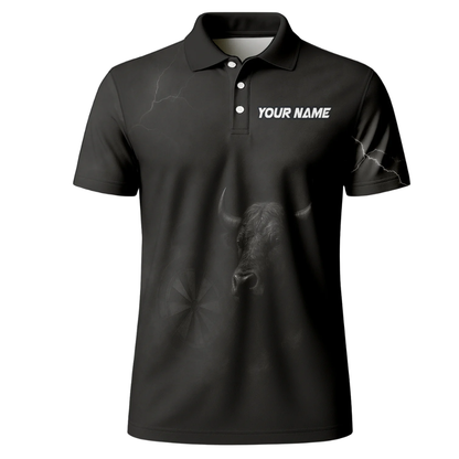 Bull Black Personalized Darts Button Polo