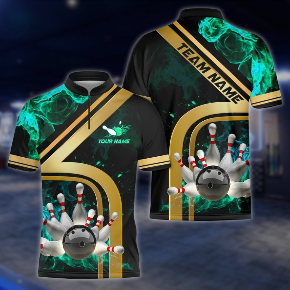 Personalized Flame Bowling Jersey For Men, Custom Flame Bowling Team Shirt BZ0864