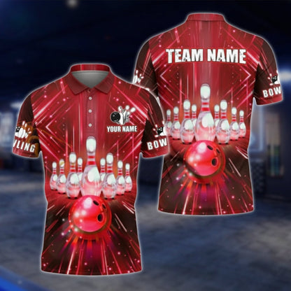 Custom Mens Blue Bowling Team Polo Shirt, Custom Bowling Shirts BA0023