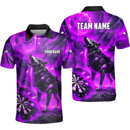 Wolf Mens Personalized Darts Button Polo
