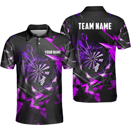 Team Black Blue Personalized Darts Button Polo
