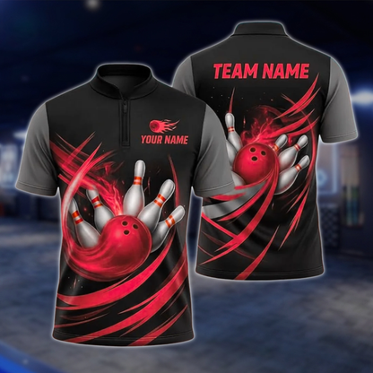 Personlized Team  Black And Cyan Bowling Jersey For Men, Custom Bowling Shirt BZ0764